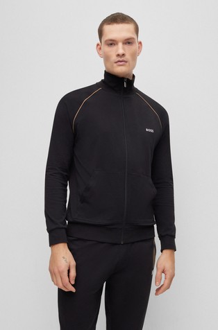 Embroidered-logo jacket in stretch cotton