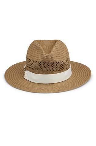 Raffia Panama hat with logo detail