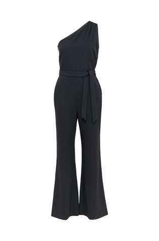 COMMA Formal one-shoulder jumpsuit made of crêpe Blue 4