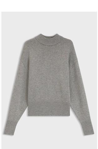 Relaxed fit pleten pulover s povišanim ovratnikom