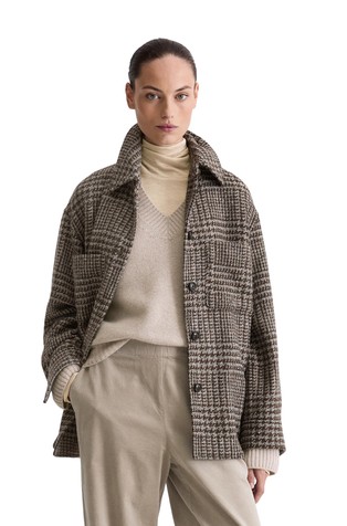 Relaxed fit karirasta srajčna jakna iz volnene mešanice