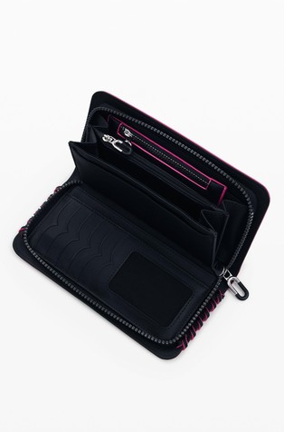 DESIGUAL Medium wallet with contrast stitching Black 4