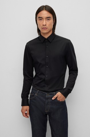 Slim fit srajca iz raztegljive bombažne mešanice