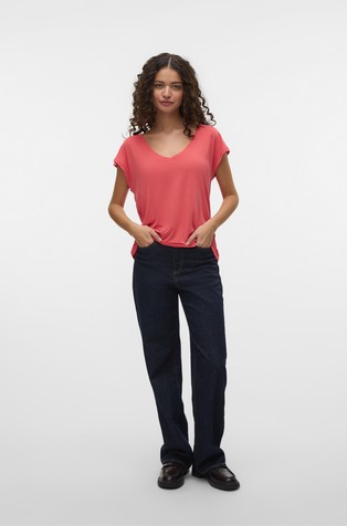 VERO MODA VMFILLI T-shirt in modal-blend Washed Red 4