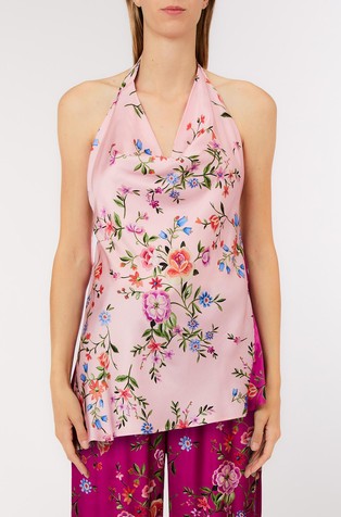 Satenast top s cvetličnim vzorcem