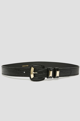 Croc-effect leather belt