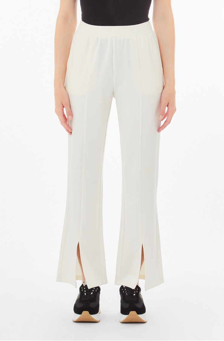 LIU JO Viscose-blend joggers with slits White Milk 
