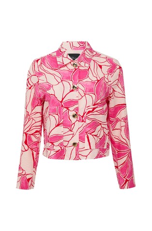 S.OLIVER Textured cotton jacket with an all-over print Pink 4