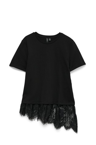 VMBRIT majica s čipkastim naborkom