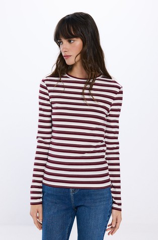 Striped T-shirt in viscose-blend