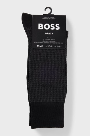HUGO BOSS Paket 2 parov nogavic iz bombažne mešanice Črna - Black 3