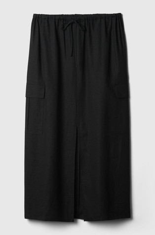 GAP Linen-Blend Cargo Midi Skirt Black 4