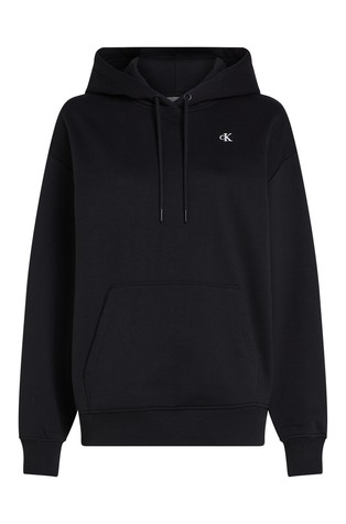 CALVIN KLEIN Relaxed fit pulover s kapuco in logotipom zadaj Črna - Black 5