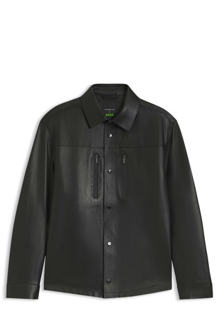 Porsche x BOSS regular-fit overshirt in nappa leather