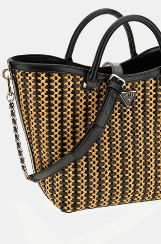 GUESS Atalia torba iz umetne rafije Večbarvna - Natural / Black 4