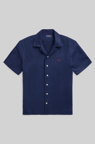 RALPH LAUREN Classic fit lanena srajca s kratkimi rokavi Modra - Blue 3