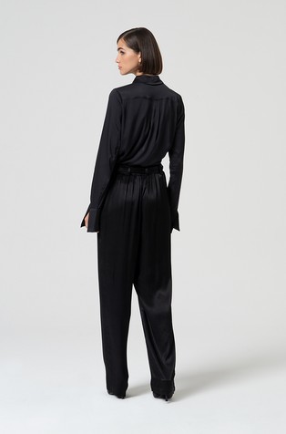 FRACOMINA Viscose satin pants Black 3