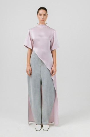 Valerija asymmetric T-shirt in saitn