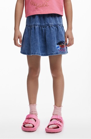Mini denim krilo z vezenino