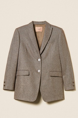 Wool blend blazer with lurex