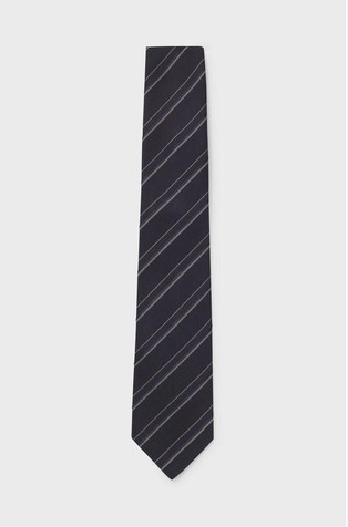 Striped tie in an silk-cotton jacquard
