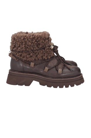 Roxane usnjeni gležnjarji z umetnim krznom