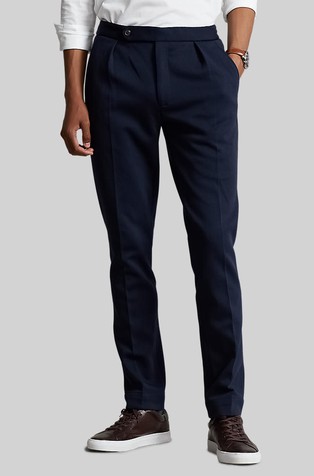 Pleated double-knit suit trouser