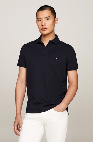 Regular fit teksturirana polo majica z zastavico