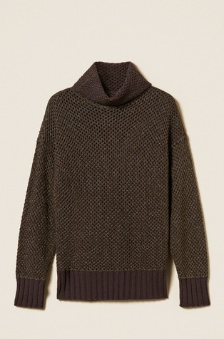 Mesh turtleneck jumper
