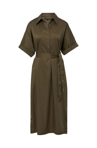 COMMA Short-sleeve shirt dress made of cotton-blend Brown 4