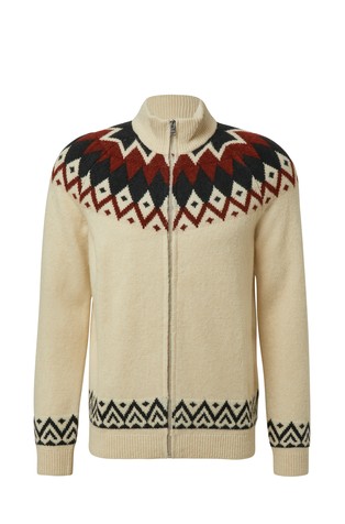 Pletena jopa iz volnene mešanice z norveškim vzorcem