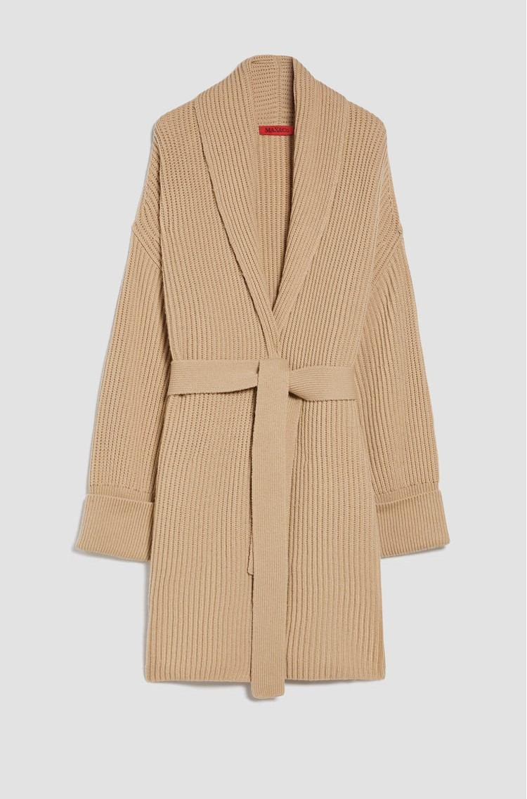 MAX&amp;CO Knitted coat-jacket in wool-blend Camel 