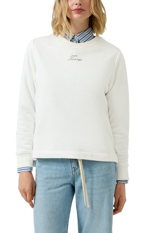 Relaxed fit pulover s potiskom spredaj in zadaj