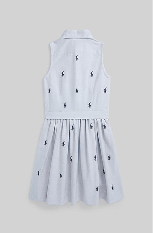 RALPH LAUREN Polo Pony oxford srajčna obleka s pasom Modra - Blue 2