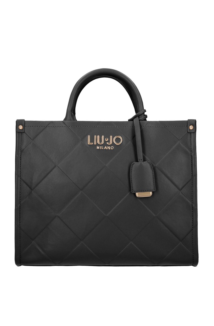 LIU JO Torba z ročajema in diamantnim vzorcem Črna - Black 