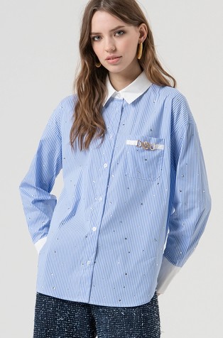Črtasta srajca z okrasnimi kamenčki