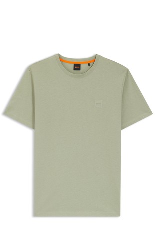 Relaxed fit bombažna majica s kratkimi rokavi in logo našitkom
