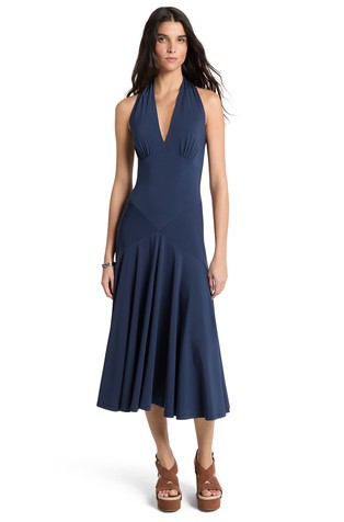 Midi obleka iz raztegljivega jerseya