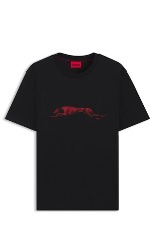 Cotton-jersey T-shirt with dog artwork