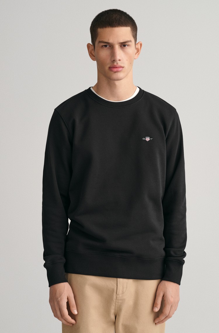 GANT Shield pulover iz bombažne mešanice Črna - Black 