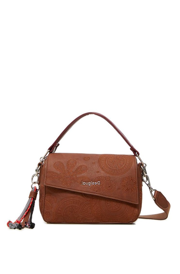 DESIGUAL Torbica z asimetričnim poklopcem Rjava - Brown 