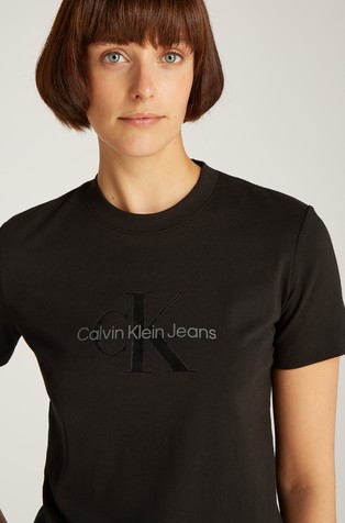 CALVIN KLEIN Glossy Monogram Regular Tee Black 4