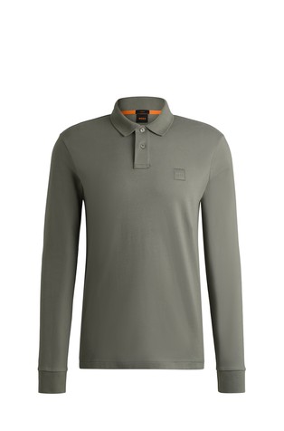 Slim fit polo majica iz raztegljivega bombaža z logo našitkom