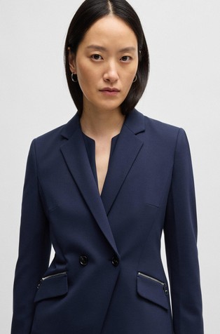 HUGO BOSS Slim-fit blazer with zipped pockets Dark Blue 5