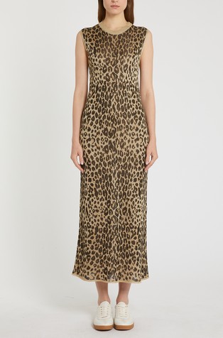 Leopard-print viscose knit dress