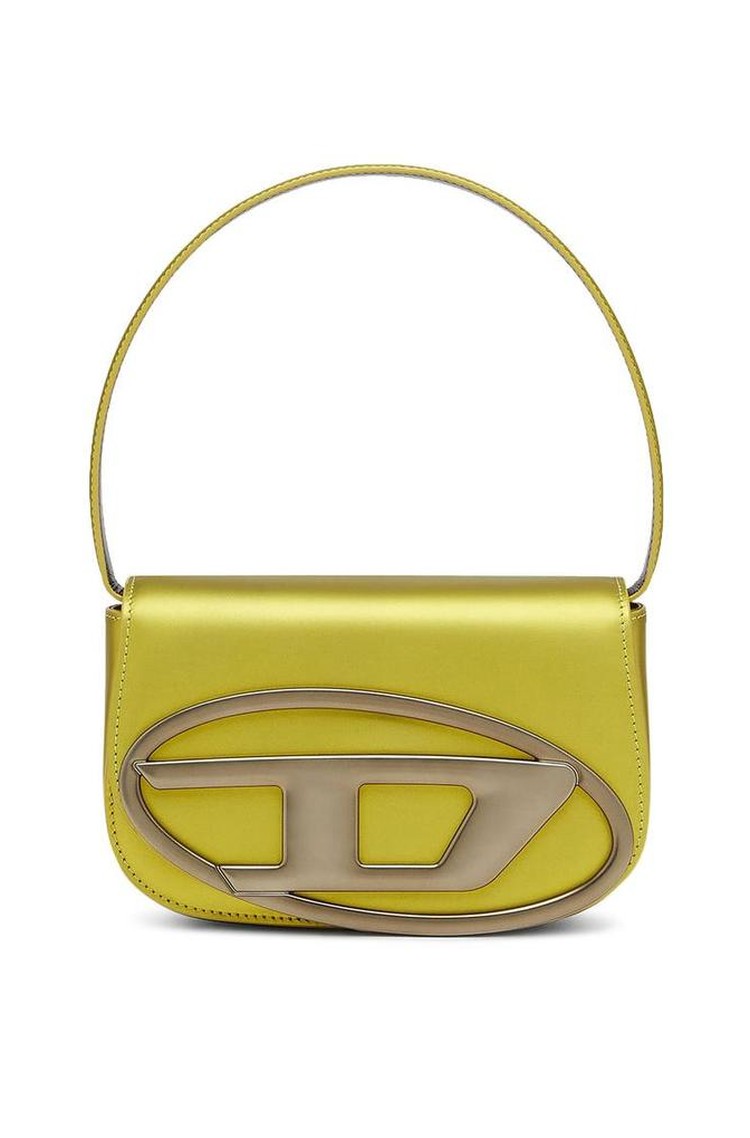DIESEL 1DR shoulder bag in metallic matte leather Gold/Lime 