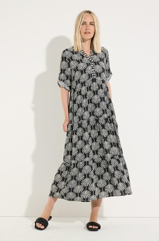 Palm print viscose dress
