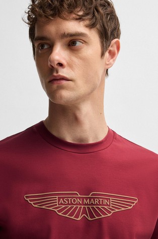 HUGO BOSS BOSS x Aston Martin logo majica iz raztegljivega bombaža Rdeča - Red 3