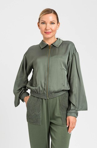 Srajčna jakna iz viskoznega satena