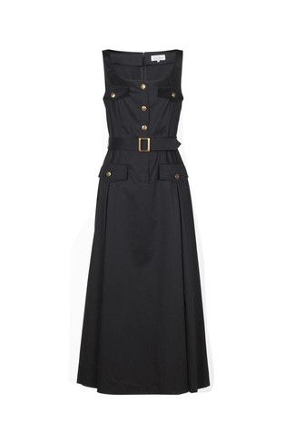 Midi obleka brez rokavov iz bombažnega poplina